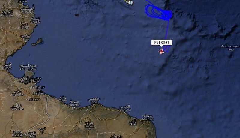 Letecký tanker nad Líbyou: Aktuálna poloha